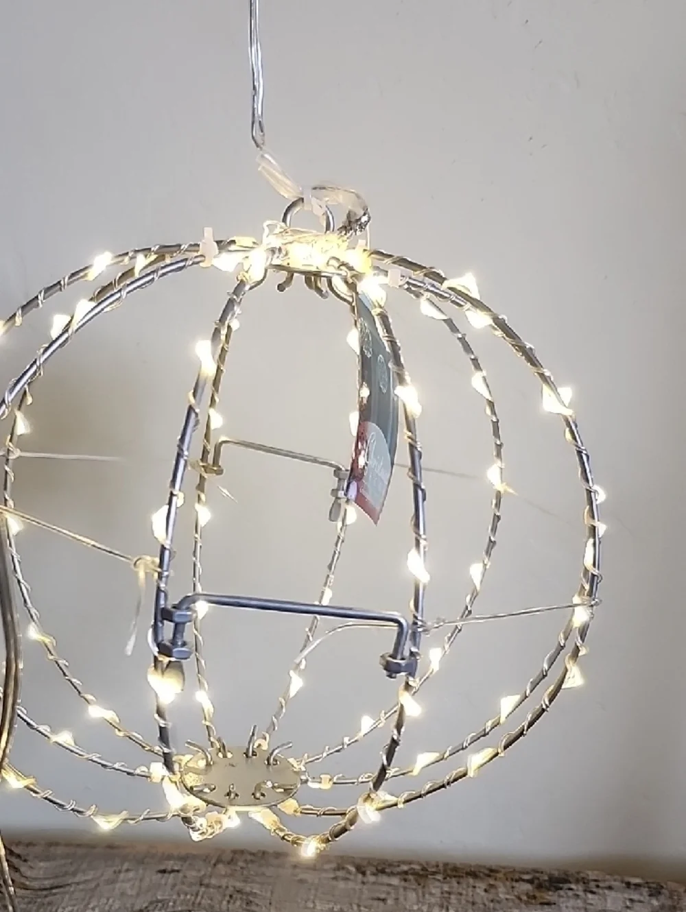 Hanging Wire Orb with Warm White String Lights